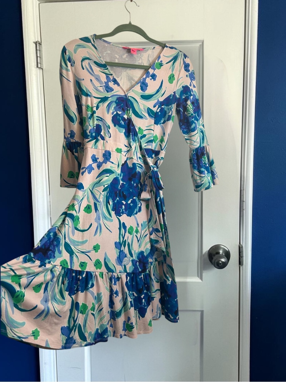 Lilly Pulitzer Misha True Wrap Dress Pink Tropics Sweet Pea Print Small